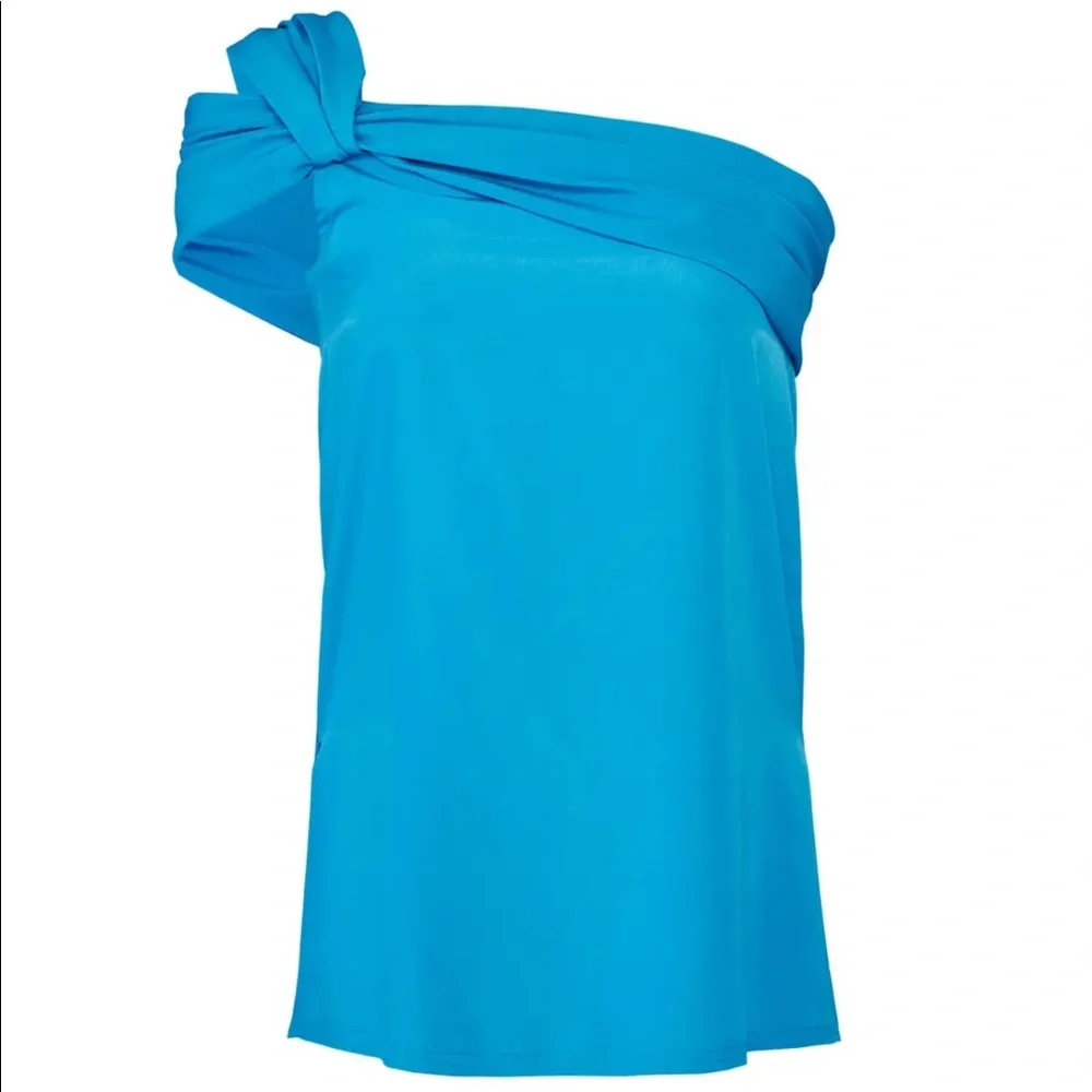 Baja East 2 Blue Knotted One Shoulder Top